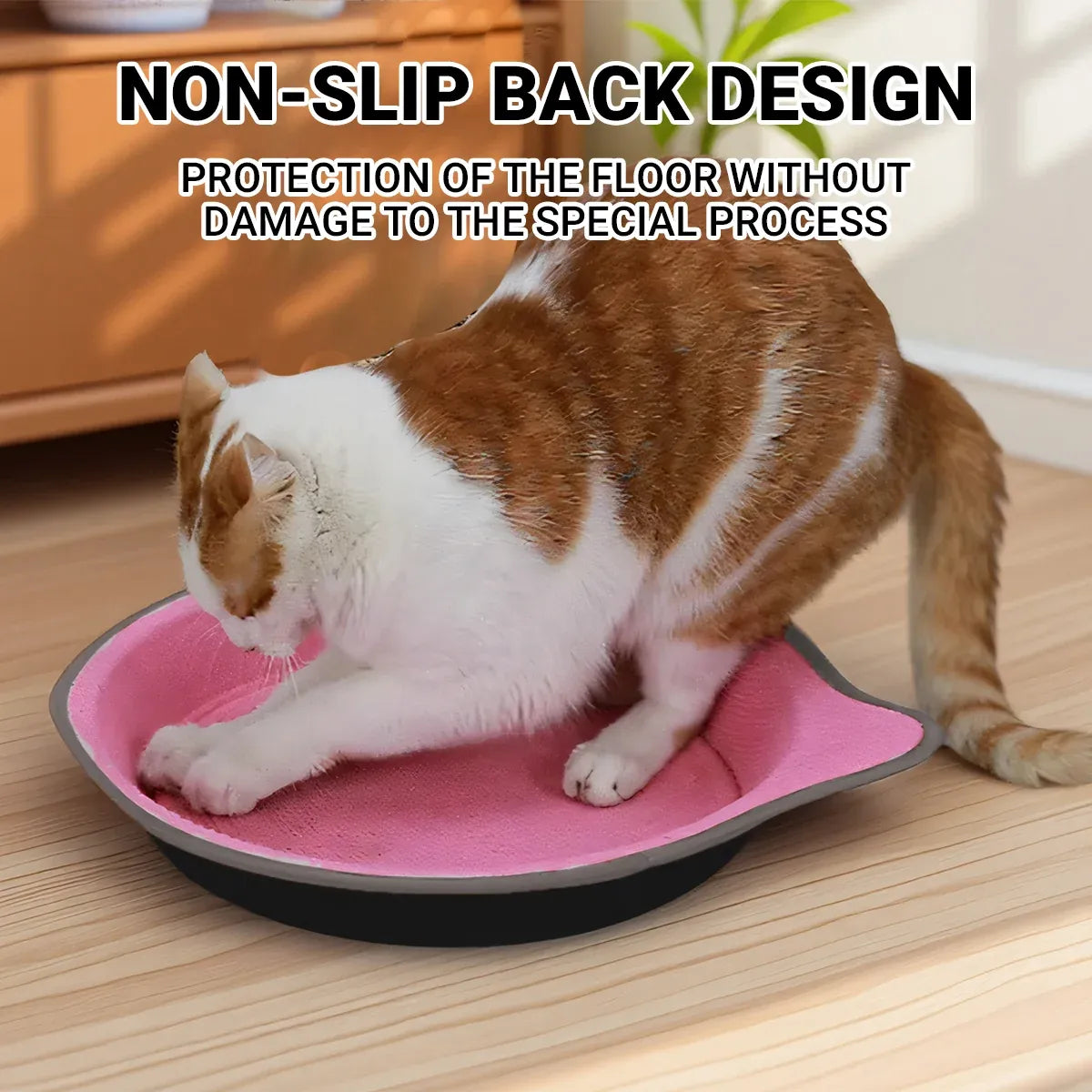 Cat Scratching Post Pad 2 in 1 PP Blanket Non Slip Indoor Kitten 38 x 38 x 5cm - Pink