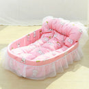 Cat Kennel Universal Cat Sleeping Nest Princess Style Lace Pet Special Kitten Cyber Red Mat - Pink
