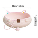 Woven Rattan Cat Bed Nest with Scratching Surface Washable Durable All Season