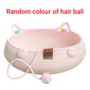 Woven Rattan Cat Bed Nest with Scratching Surface Washable Durable All Season