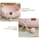 Woven Rattan Cat Bed Nest with Scratching Surface Washable Durable All Season