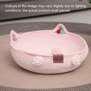 Woven Rattan Cat Bed Nest with Scratching Surface Washable Durable All Season