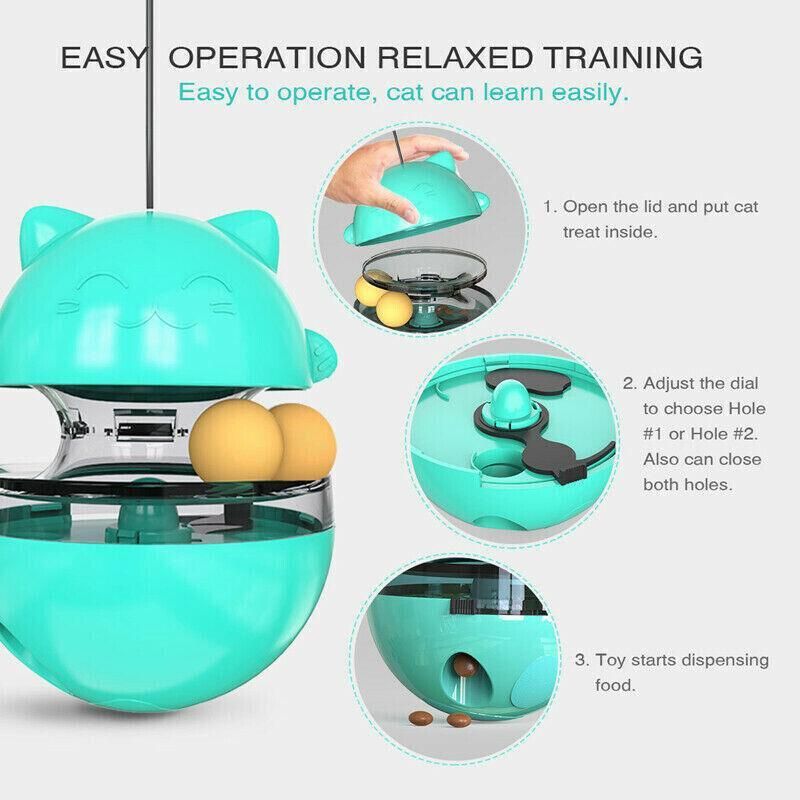 Cat Treat Dispenser Toy Ball Kitten Selfplay Interactive Tumbler Multifunction - Red
