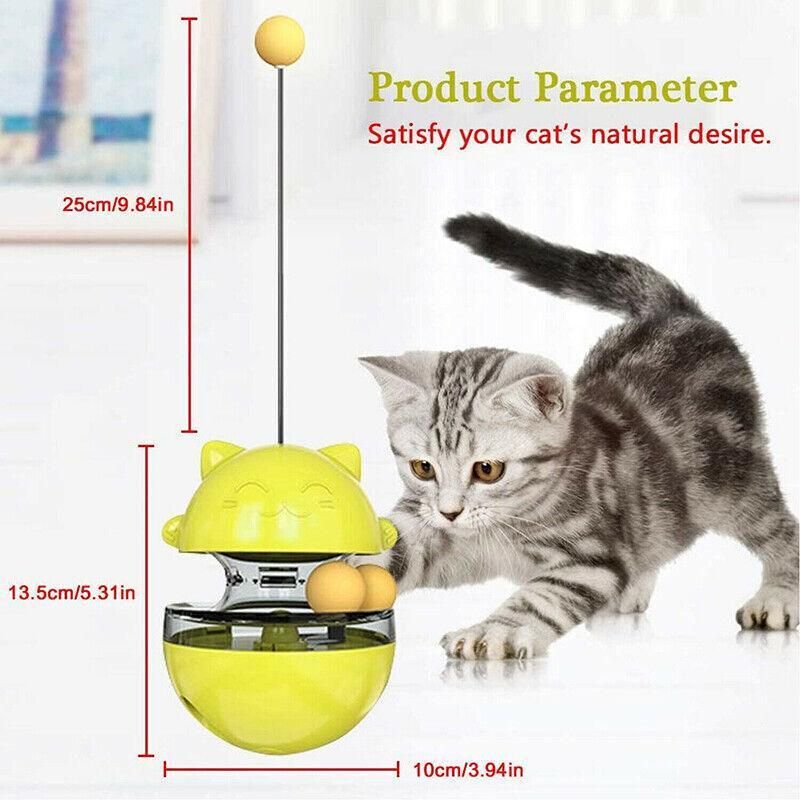 Cat Treat Dispenser Toy Ball Kitten Selfplay Interactive Tumbler Multifunction - Red