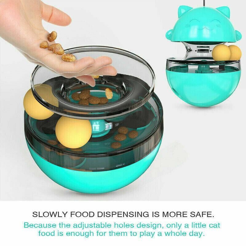 Cat Treat Dispenser Toy Ball Kitten Selfplay Interactive Tumbler Multifunction - Yellow