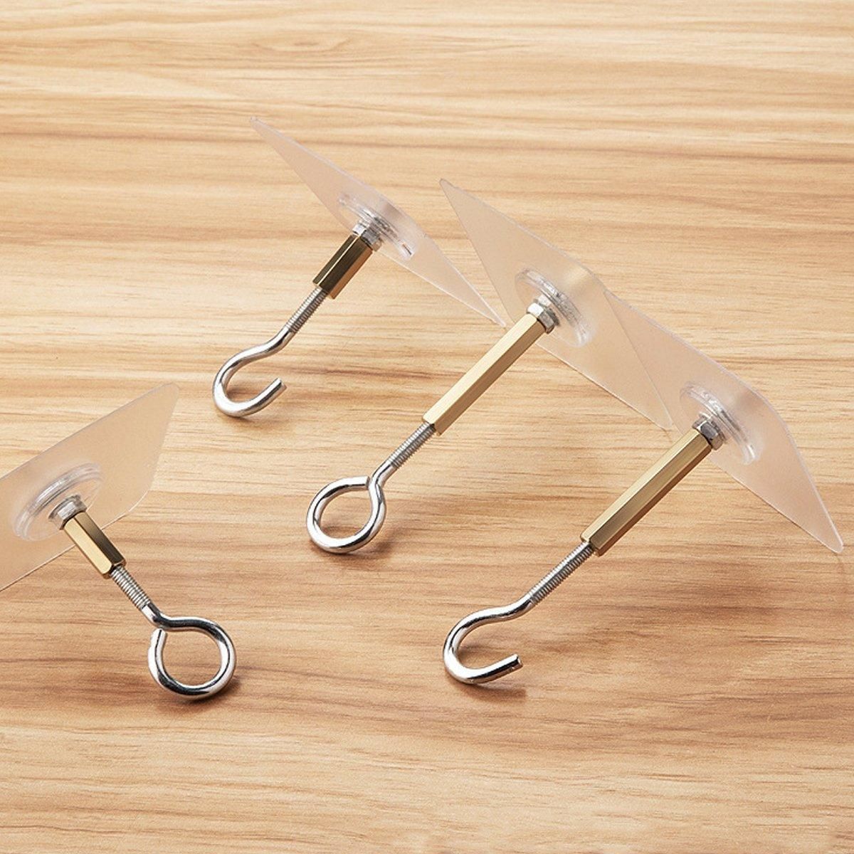 12 PCS Heavy Duty Self Adhesive Hooks Stainless Steel Ceiling Hooks for Home - Open
