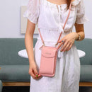 Women Pouch Bag Mobile Phone Bag Pu Leather Crossbody Purse Wallet Shoulder Bag - Navy