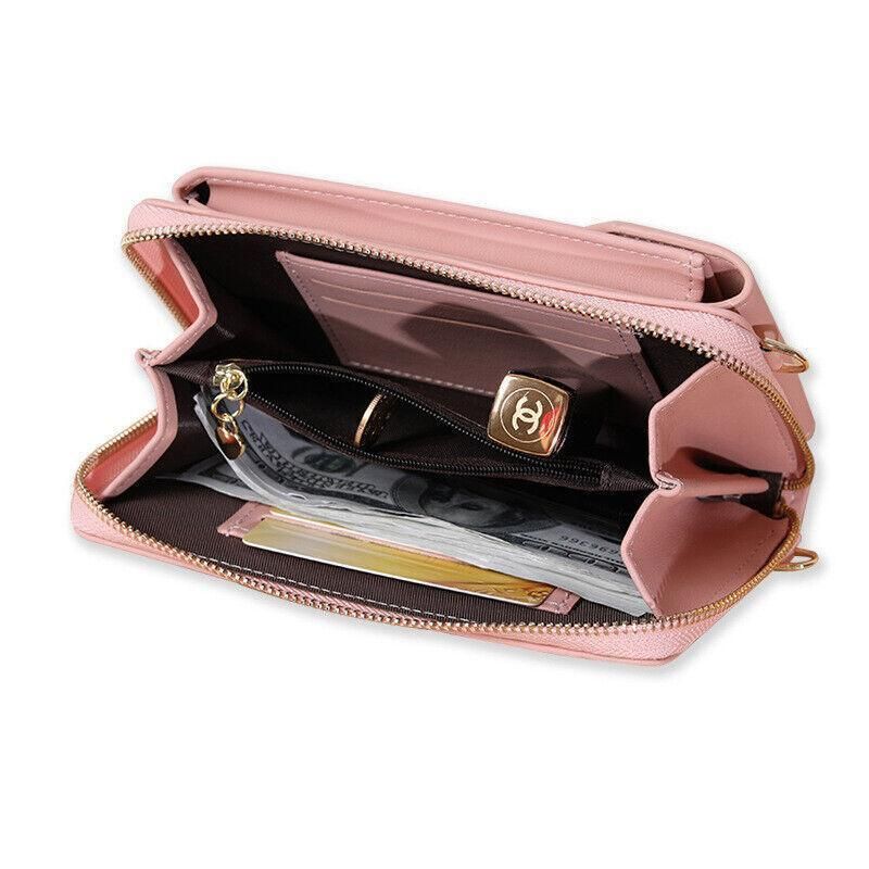 Women Pouch Bag Mobile Phone Bag Pu Leather Crossbody Purse Wallet Shoulder Bag - Red