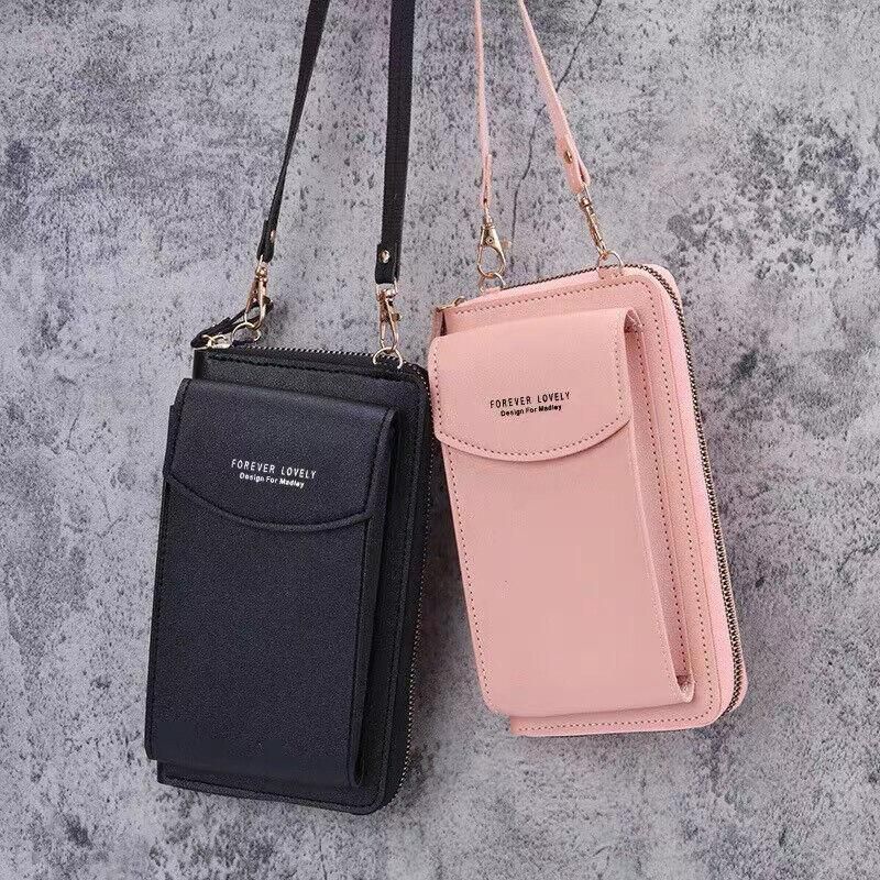 Women Pouch Bag Mobile Phone Bag Pu Leather Crossbody Purse Wallet Shoulder Bag - Red