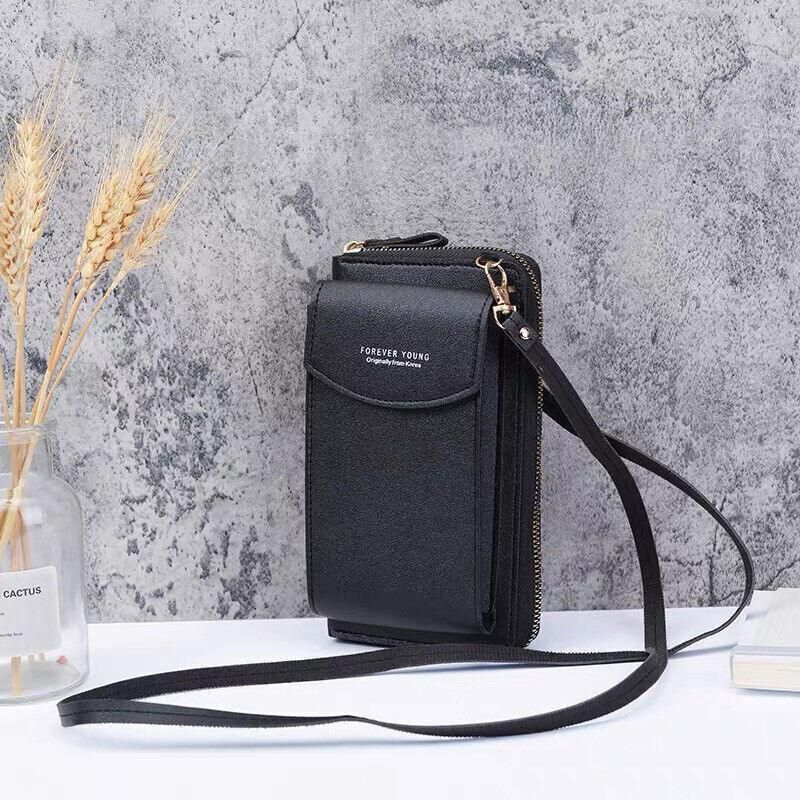 Women Pouch Bag Mobile Phone Bag Pu Leather Crossbody Purse Wallet Shoulder Bag - Red