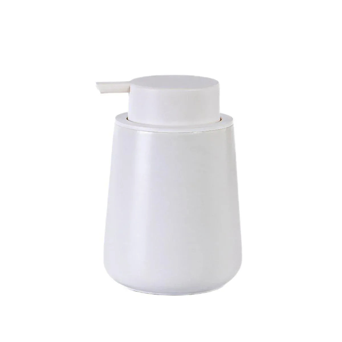 400ML Ceramic Stoneware Soap Dispenser Modern Design Lotion Pump Manual Bathroom - White