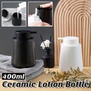 400ML Ceramic Stoneware Soap Dispenser Modern Design Lotion Pump Manual Bathroom - White