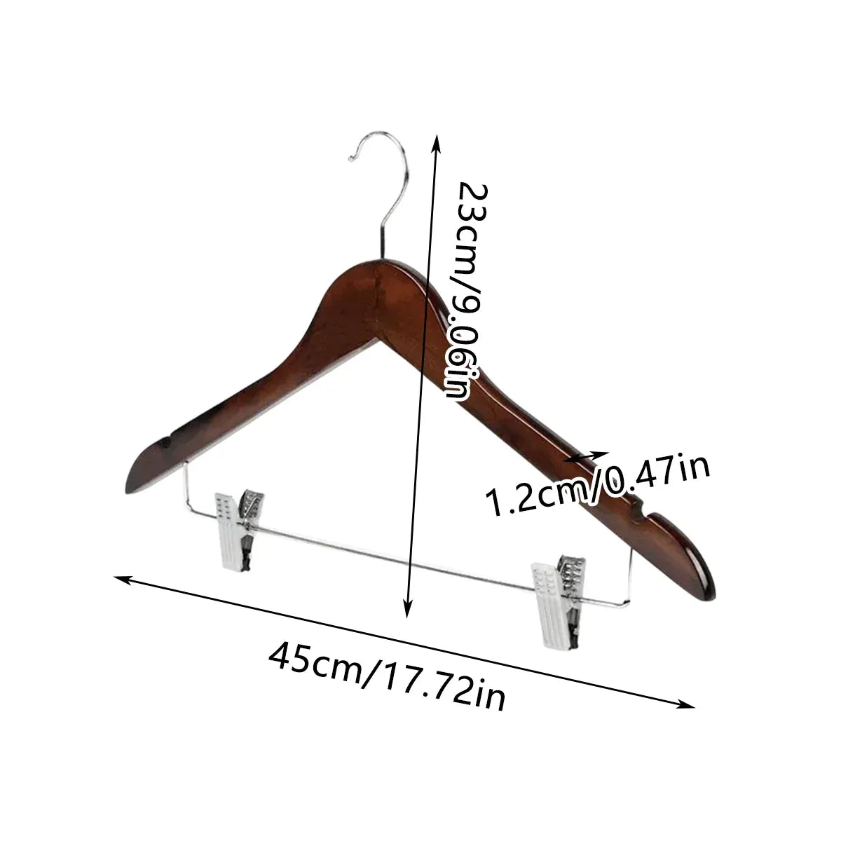 Solid Wood Coat Hanger Non Slip Thickened Clothes Strap Clip For Guest Room