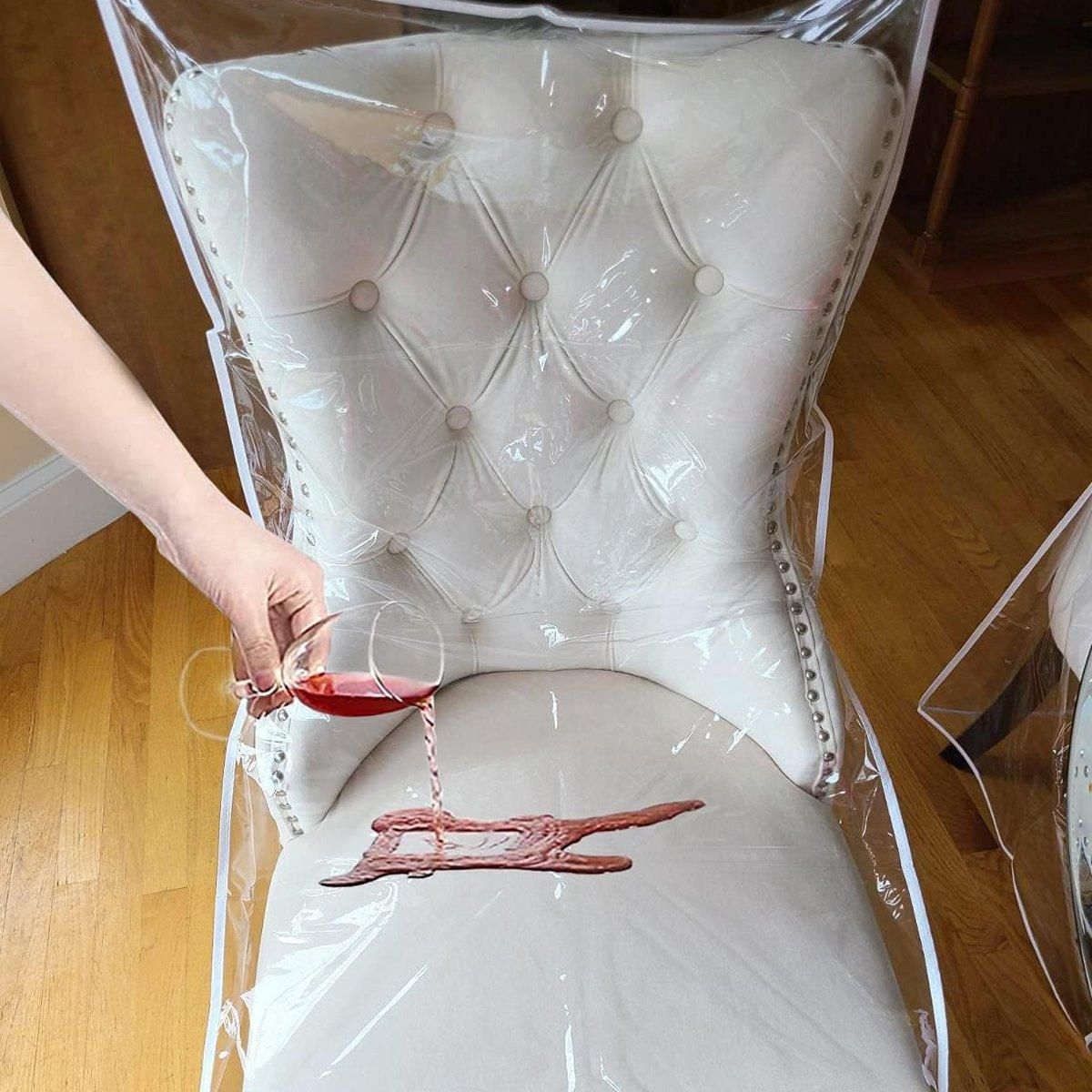 Elastic PVC Dining Chair Cushion Cover Universal Seat Protector with Backrest