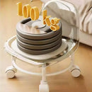 Stool with Universal Wheels Pulley Short Stool with Backrest Comfortable Seat - Grey