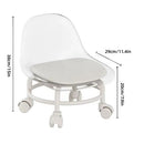 Stool with Universal Wheels Pulley Short Stool with Backrest Comfortable Seat - White