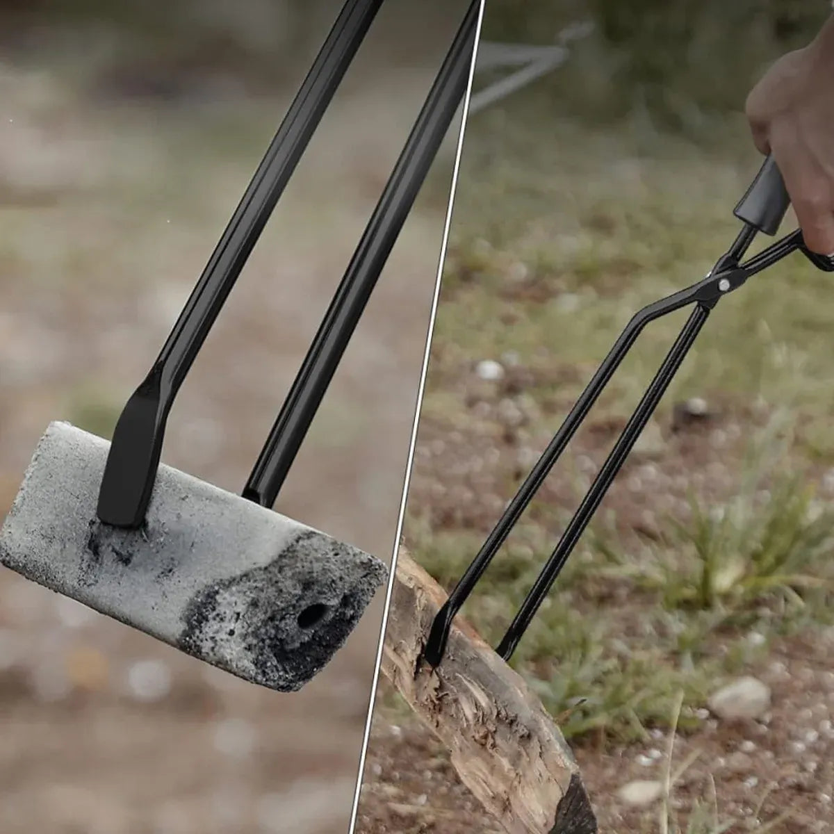 Fireplace Tongs Log Grabber Fire Pit Poker Campfire Wood Stove Barbecue Tool
