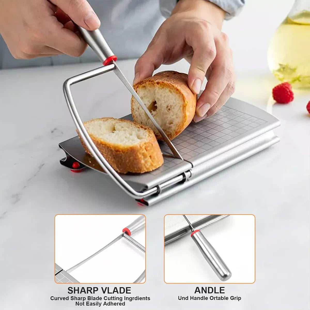Cheese Slicer Cutter Board Stainless Steel Wire Cutting Hand Tool with Size Scale