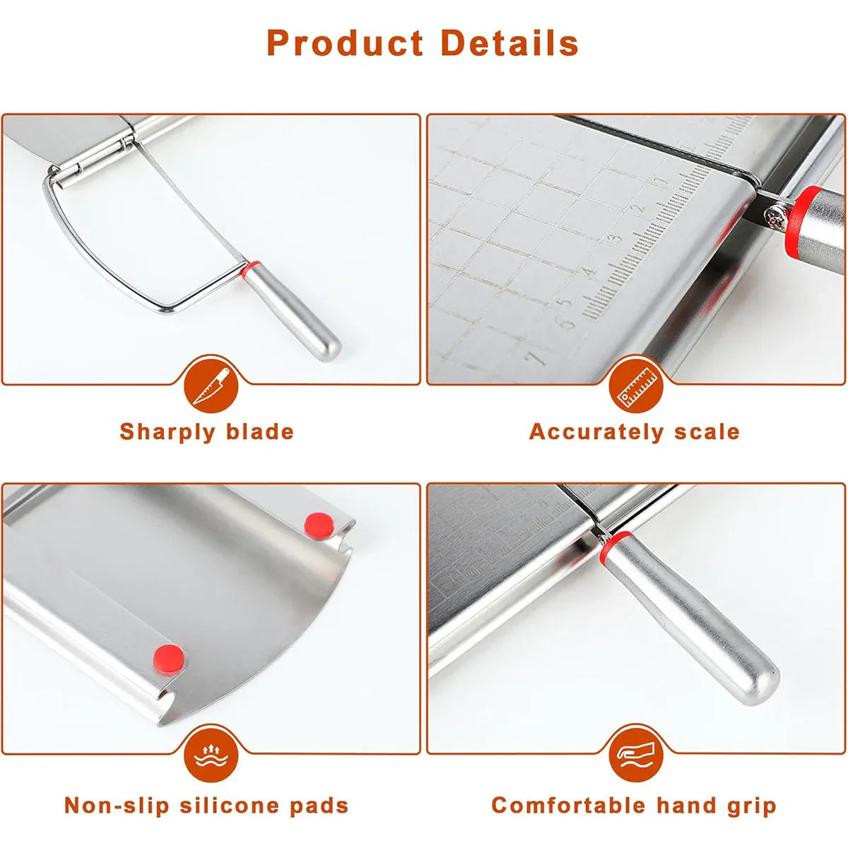 Cheese Slicer Cutter Board Stainless Steel Wire Cutting Hand Tool with Size Scale