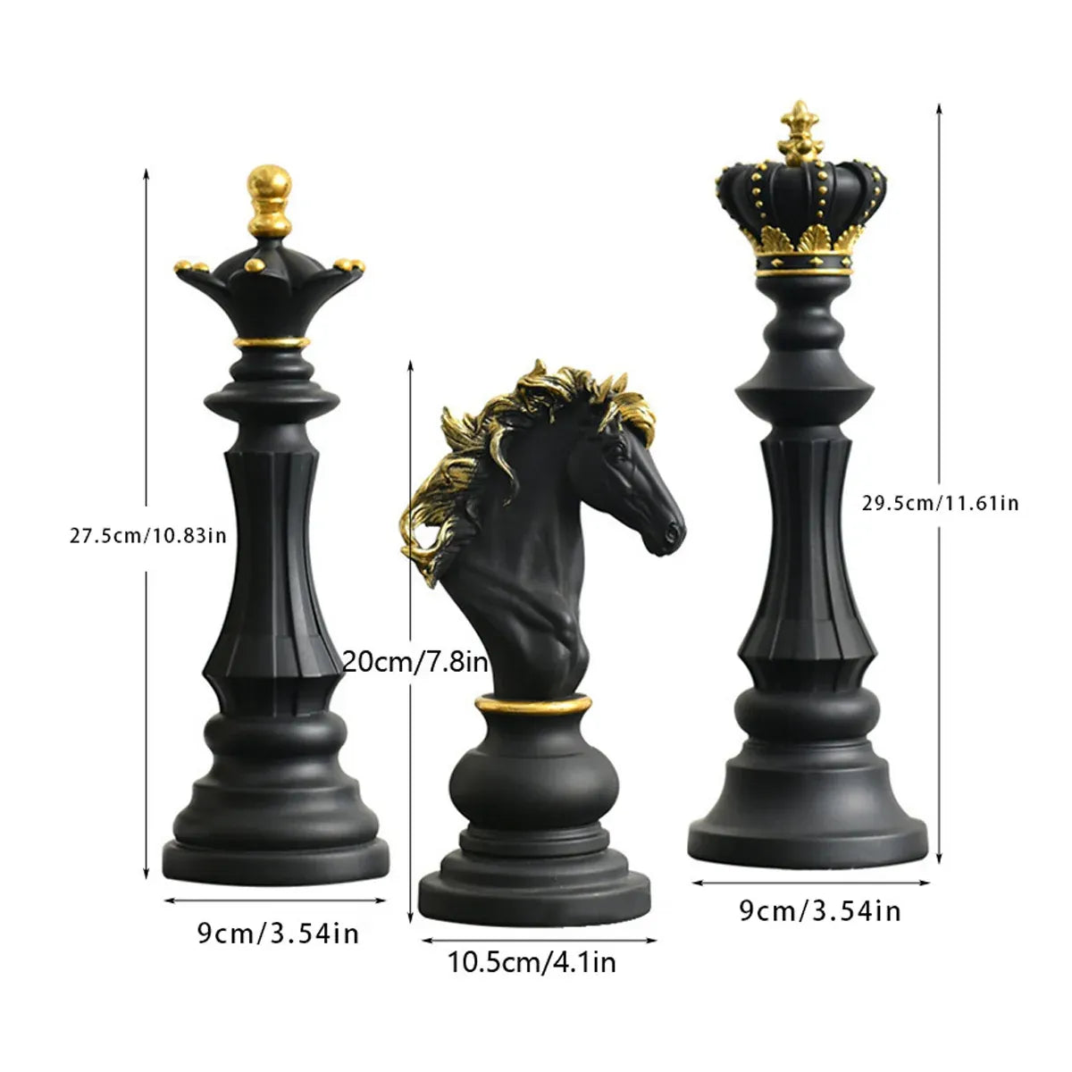 3PCS Chess Table Decoration Ornament for Home Office Desk Decorative Art Craft