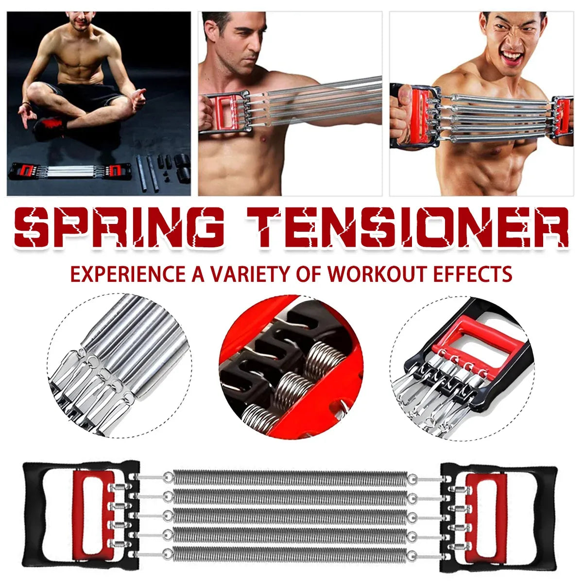 Mens Chest Expander Resistance Bands Pedal Puller Home Gym Workout Equipment