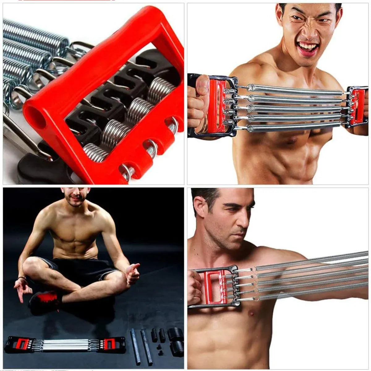 Mens Chest Expander Resistance Bands Pedal Puller Home Gym Workout Equipment