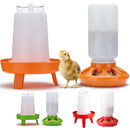 Chicken Feeder Waterer Set Poultry Kettle With Feed Bucket Farm Coop Feeding Use - Orange