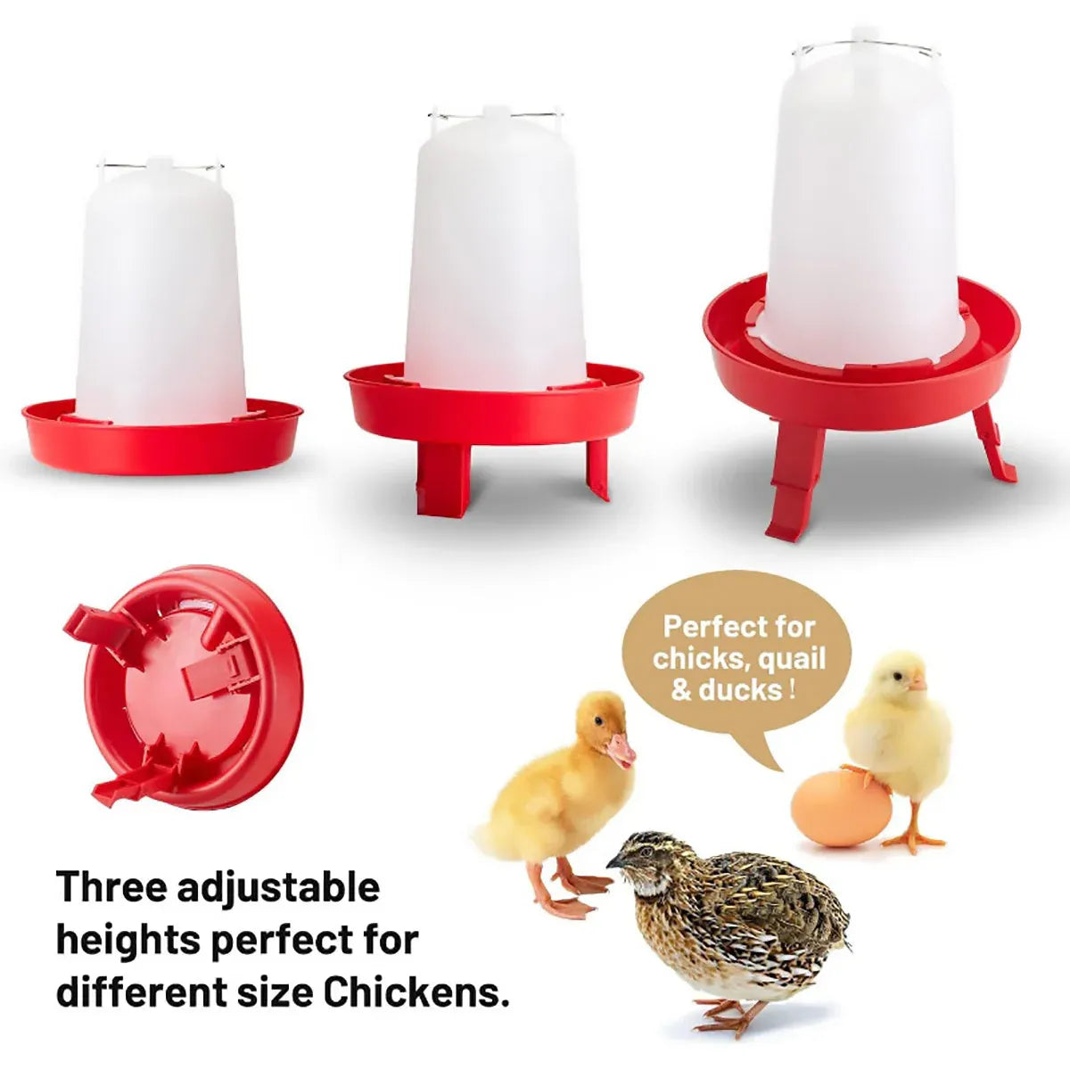 Chicken Feeder Waterer Set Poultry Kettle With Feed Bucket Farm Coop Feeding Use - Orange
