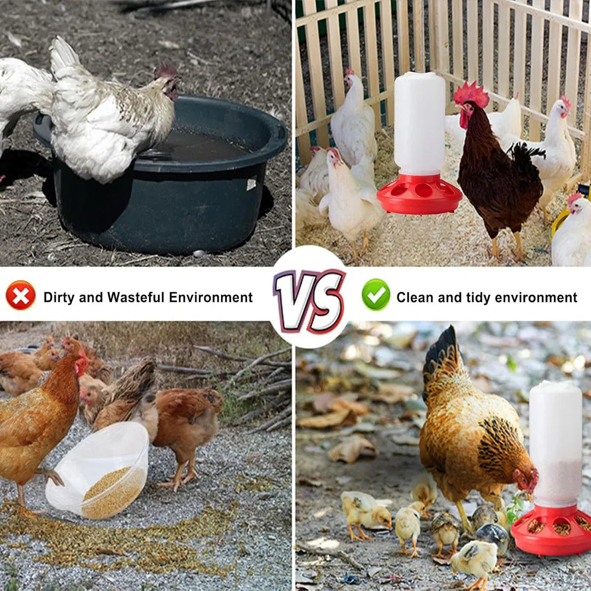 Chicken Feeder Waterer Set Poultry Kettle With Feed Bucket Farm Coop Feeding Use - Orange