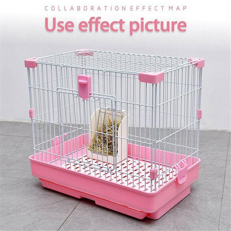 Pet Rabbit Hay Feeder Small Animal Hamster Pig Less Wast Hay Rack Corner Plastic - Beige
