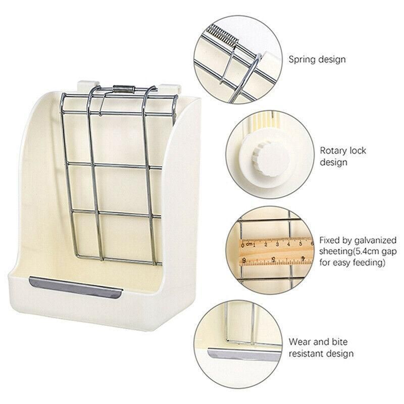 Pet Rabbit Hay Feeder Small Animal Hamster Pig Less Wast Hay Rack Corner Plastic - Beige
