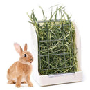 Pet Rabbit Hay Feeder Small Animal Hamster Pig Less Wast Hay Rack Corner Plastic - Beige