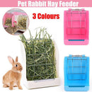 Pet Rabbit Hay Feeder Small Animal Hamster Pig Less Wast Hay Rack Corner Plastic - Pink