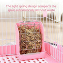 Pet Rabbit Hay Feeder Small Animal Hamster Pig Less Wast Hay Rack Corner Plastic - Pink