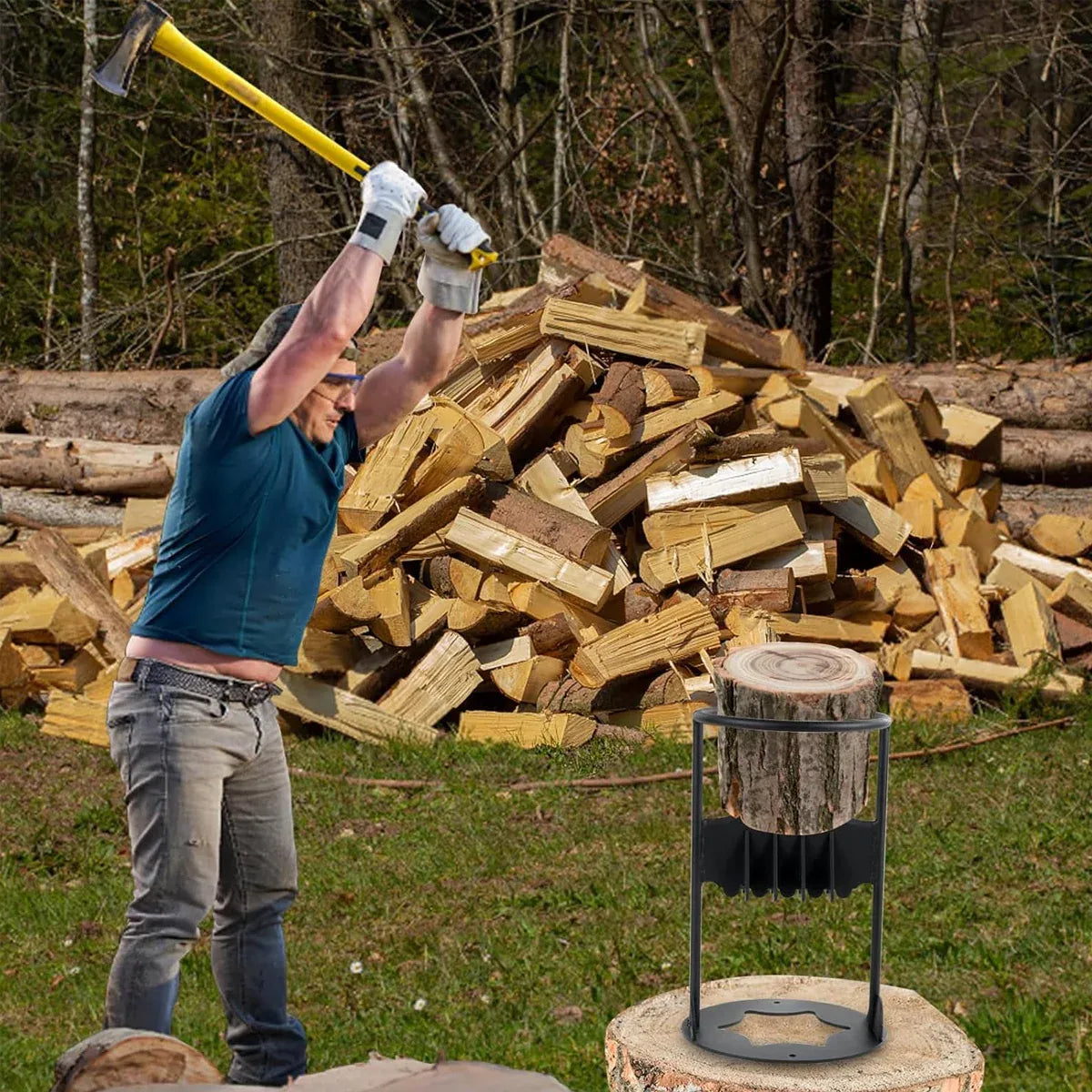 Manual Firewood Splitter Heavy Duty Log Wood Splitting Cutter Kindling Cracker