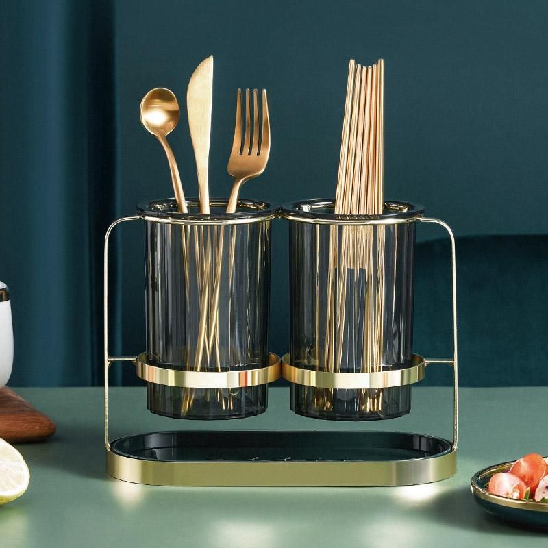 Light Luxury Chopsticks Storage Rack Household Kitchen Chopsticks Tube - Gold
