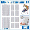 10PCS Solderless Breadboard 400 Hole Test Board Jumper Wire Kit Plastic Box
