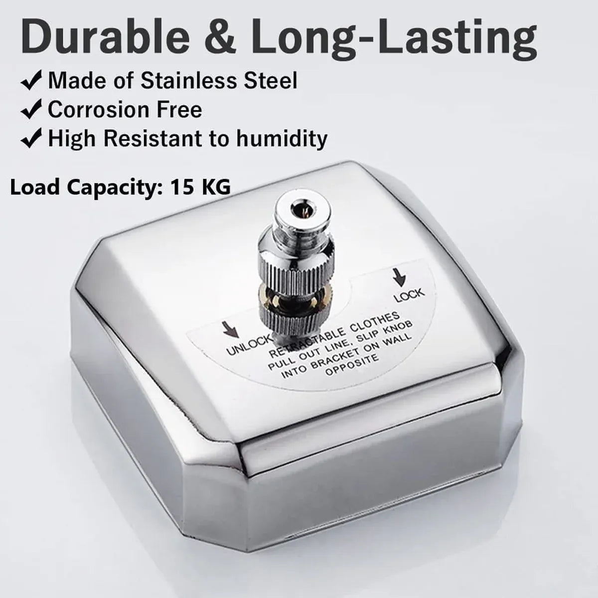 2.8m Invisible Clothesline Indoor Retractable Stainless Steel Wire Sturdy