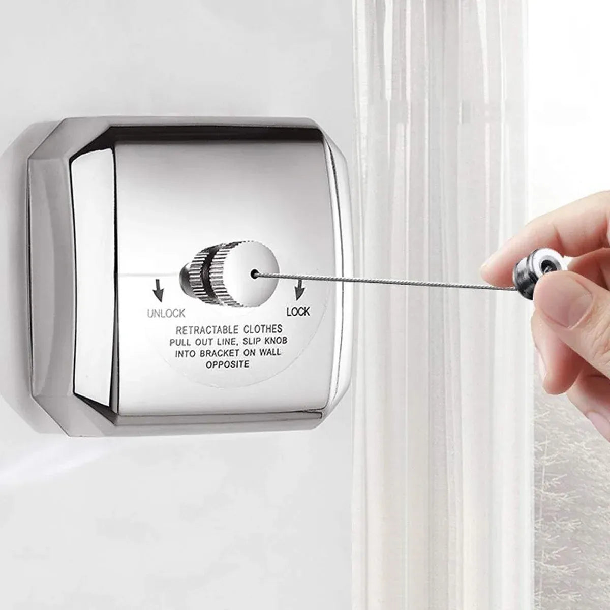 2.8m Invisible Clothesline Indoor Retractable Stainless Steel Wire Sturdy