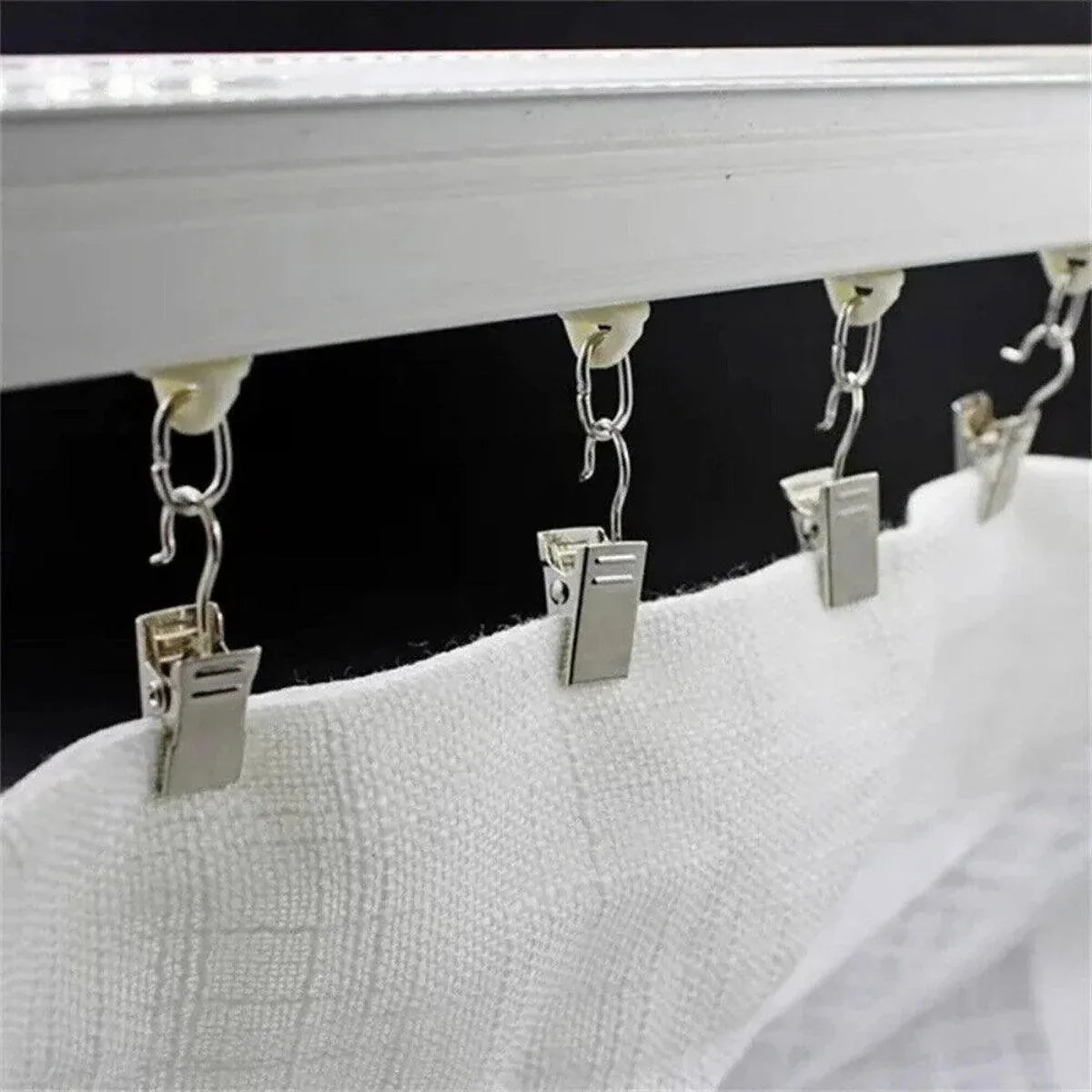 50PCS Stainless Steel Curtain Clip Hooks Strong Load-bearing Shower Accessories - Silver White