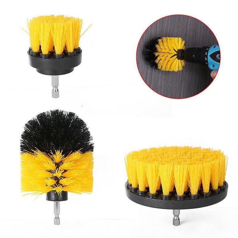 3Pcs Drill Attachment Set Drill Brush Kit Bathroom Carpet Cleaning Tool Scrubber - Blue