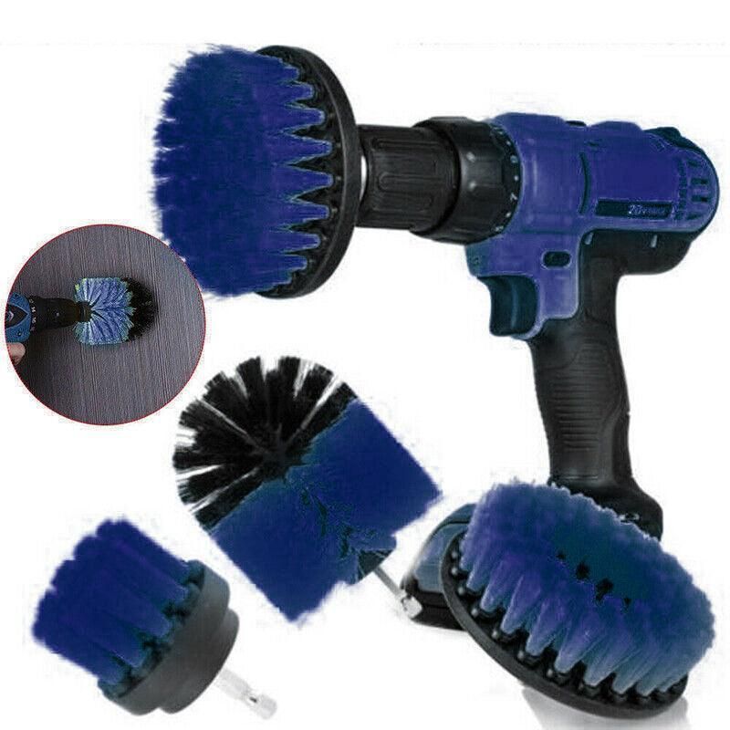 3Pcs Drill Attachment Set Drill Brush Kit Bathroom Carpet Cleaning Tool Scrubber - Yellow