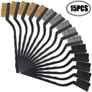 15PCS Stainless Steel Nylon Brass Scrub Brushes Metal Remover Mini Wire Brush Set