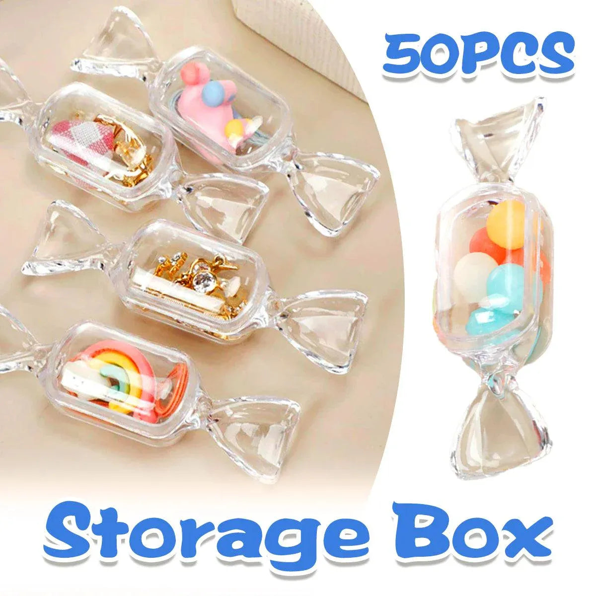50pcs Mini Candy Box Transparent Jewellery Storage Box Earrings Holder Case