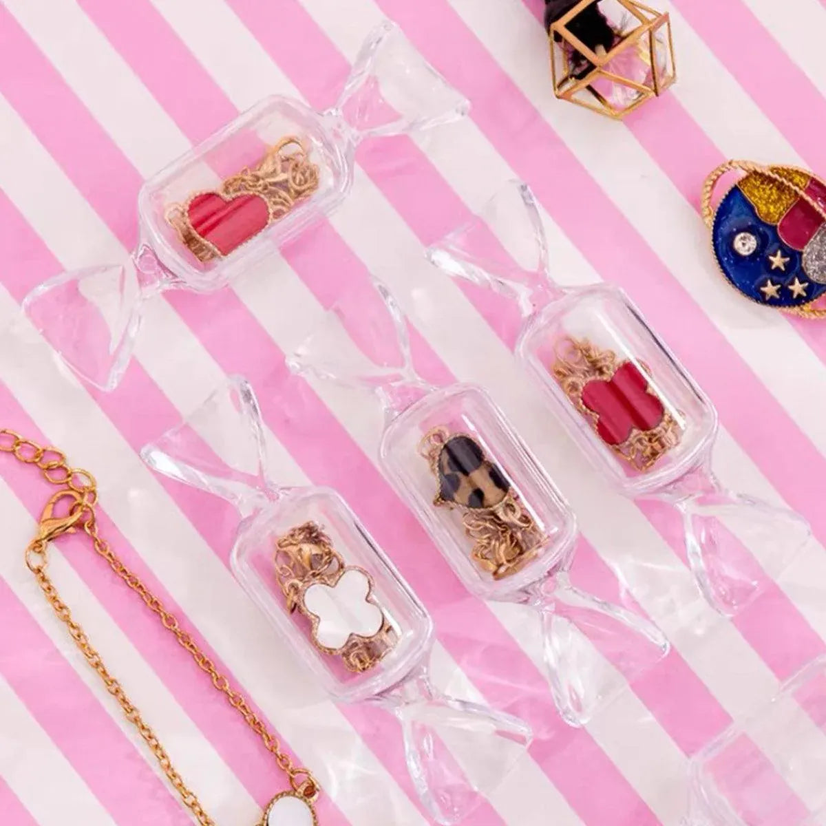 50pcs Mini Candy Box Transparent Jewellery Storage Box Earrings Holder Case
