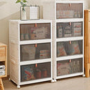 4 Tier Plastic Storage Cabinet with Wheels Large Capacity Foldable Storage Bins
