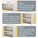 4 Tier Plastic Storage Cabinet with Wheels Large Capacity Foldable Storage Bins