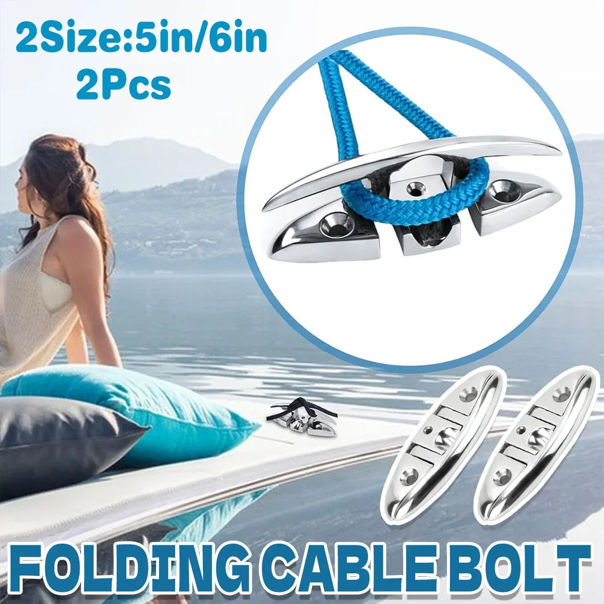 2PCS Stainless Steel Folding Bolt Use Corrosion Resistant 5in/6in - 6in
