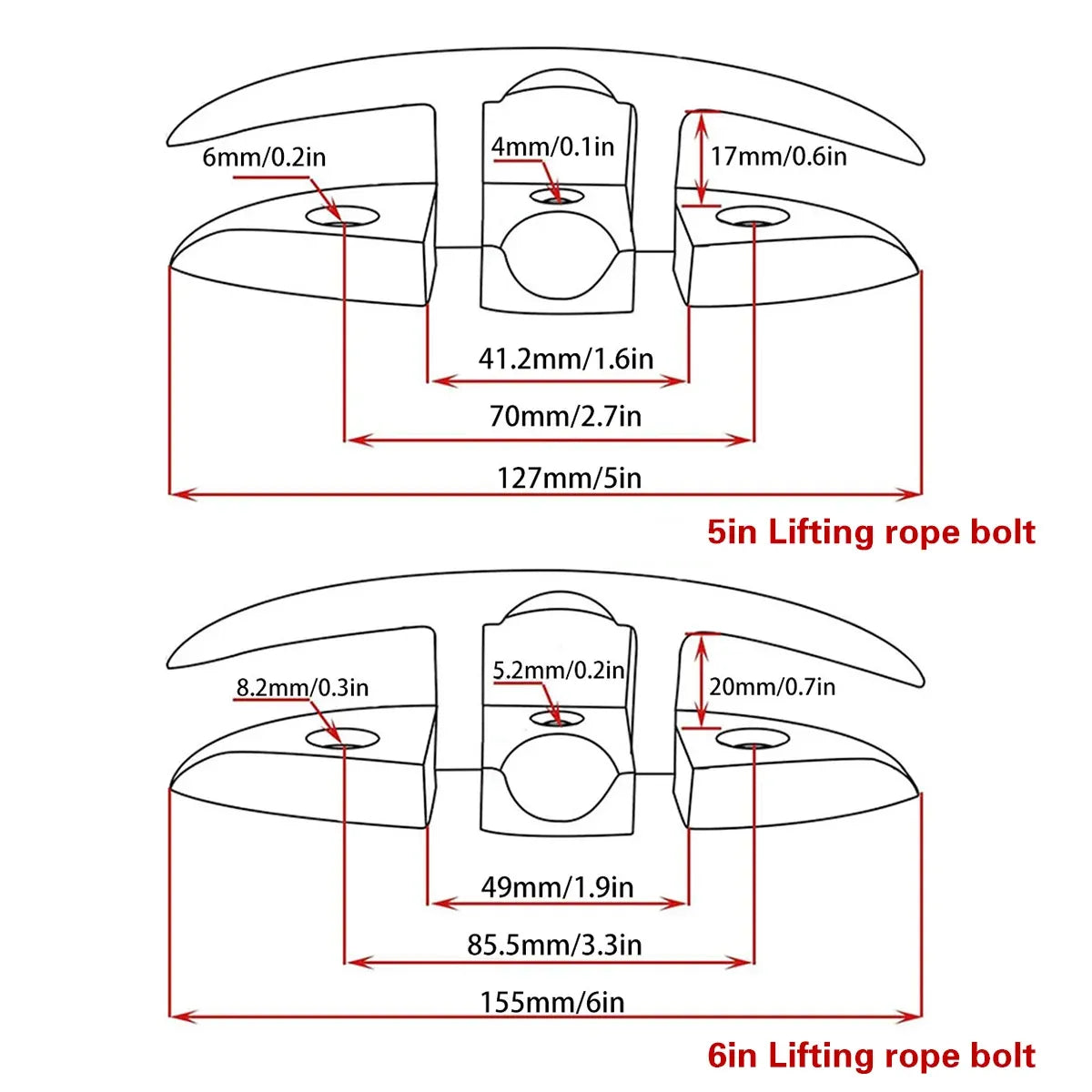 2PCS Stainless Steel Folding Bolt Use Corrosion Resistant 5in/6in - 6in