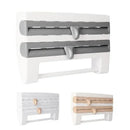 4In1 Wall Mount Kitchen Holder Foil Towel Roll Cling Wrap Rack Dispenser Cutter - Grey